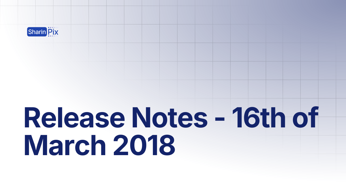 Release Notes - 16th of March 2018 | Release Notes | SharinPix ...